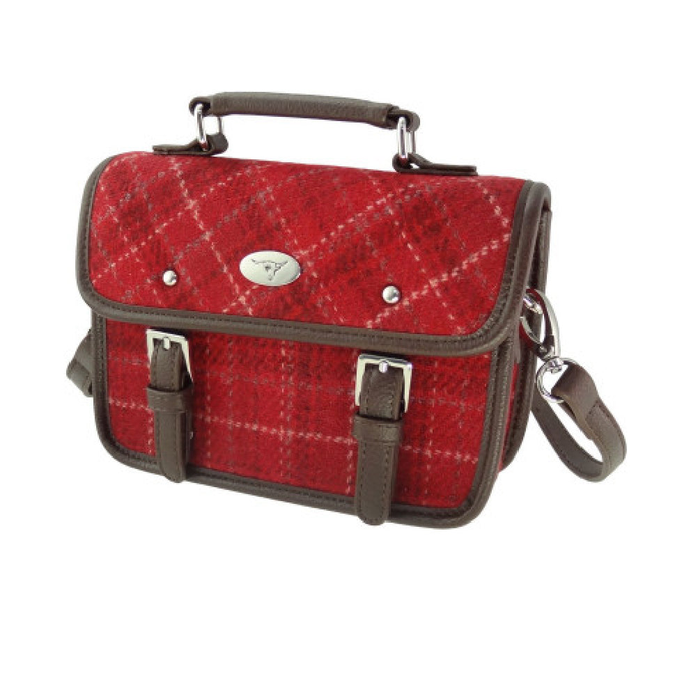 Glen Appin Harris Tweed Bervie Mini Satchel Bag Red