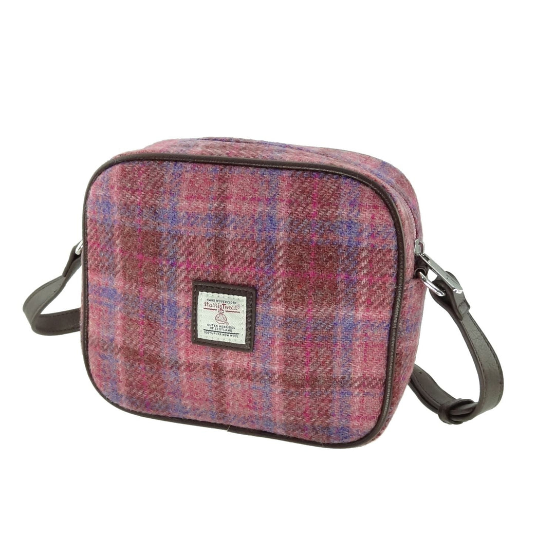 Glen Appin Harris Tweed Almond Mini Handbag Pink Check