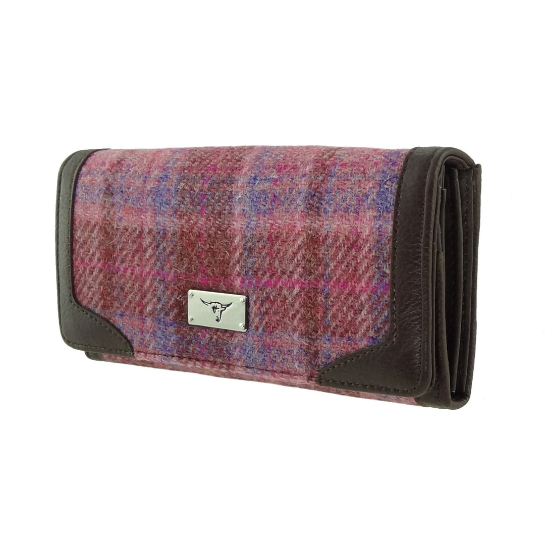 Glen Appin Harris Tweed Ladies Bute Fold Over Purse Pink Check