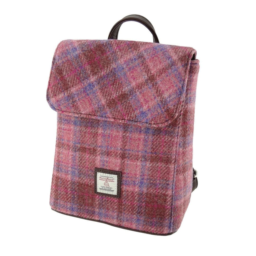 Glen Appin Harris Tweed Tummel Backpack Pink Check