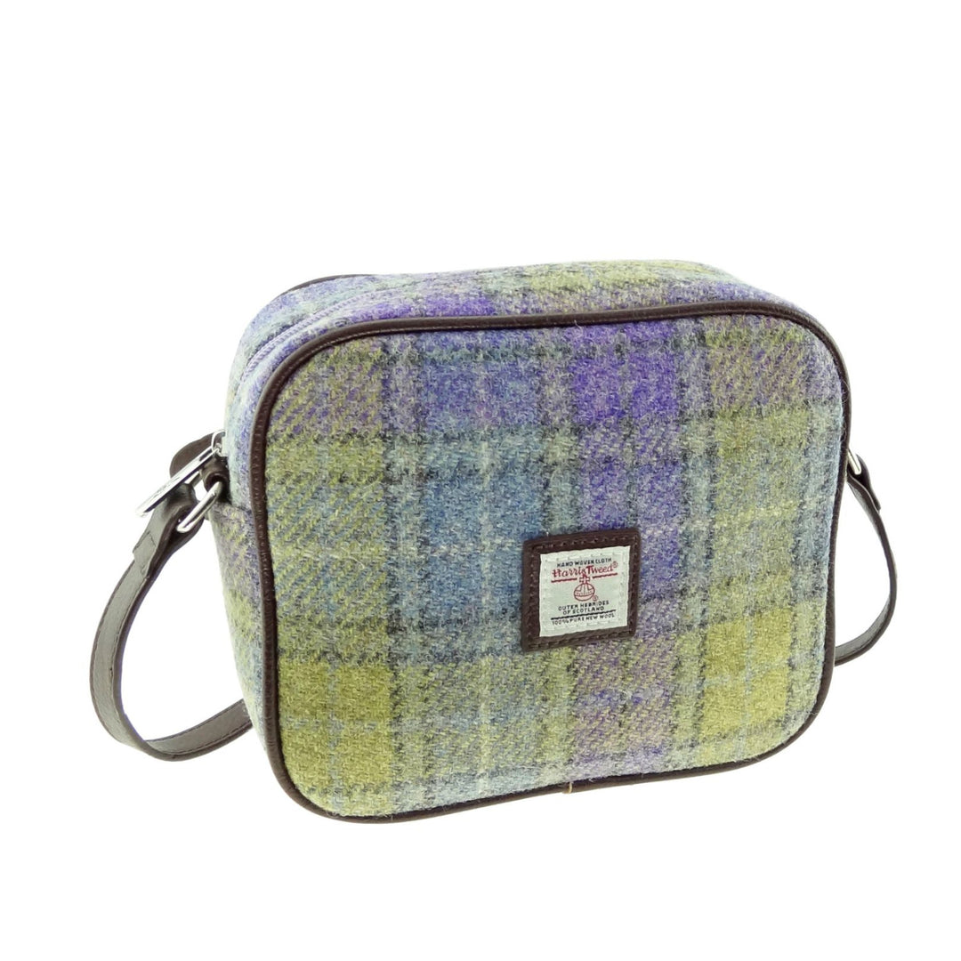 Glen Appin Harris Tweed Almond Mini Handbag Lilac Green Tartan