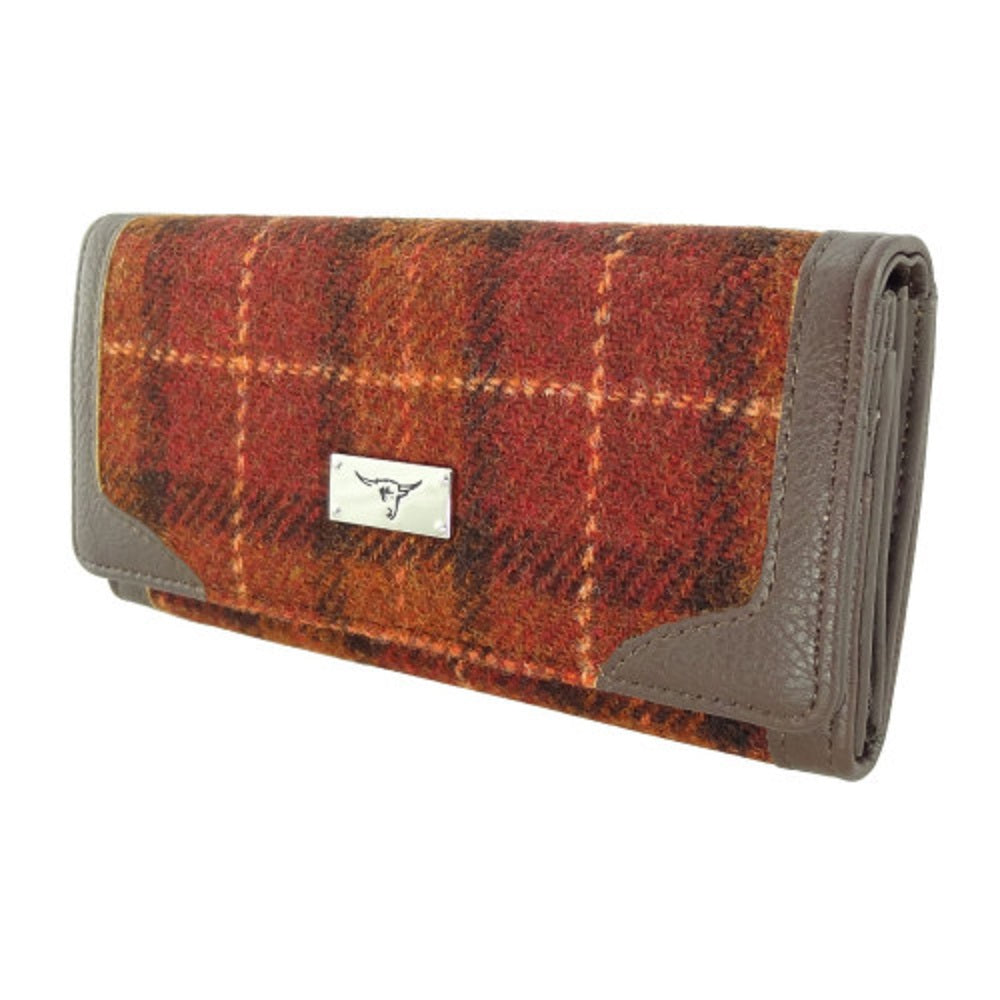 Glen Appin Harris Tweed Ladies Bute Fold Over Purse Orange Check