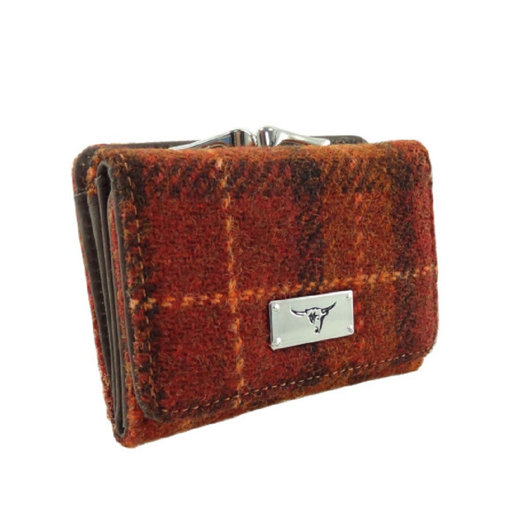 Glen Appin Harris Tweed Ladies Unst Small Clasp Purse Orange Check