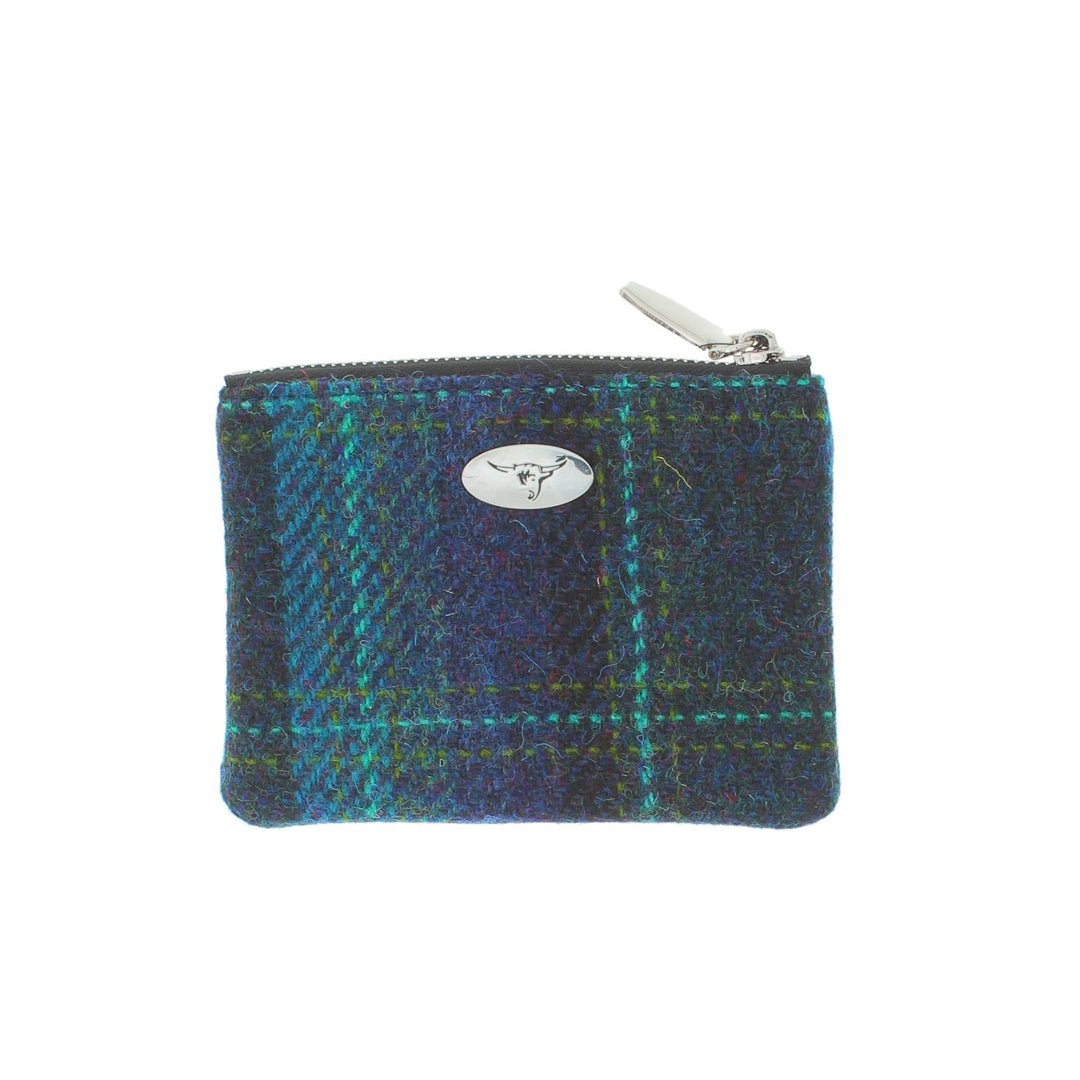 Glen Appin Eriskay Small Zip Coin Purse Blue With Turquoise Check