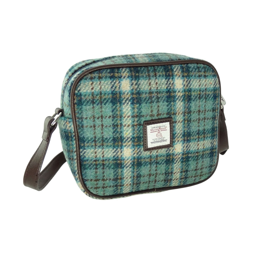 Glen Appin Harris Tweed Almond Mini Handbag Duck Egg Check