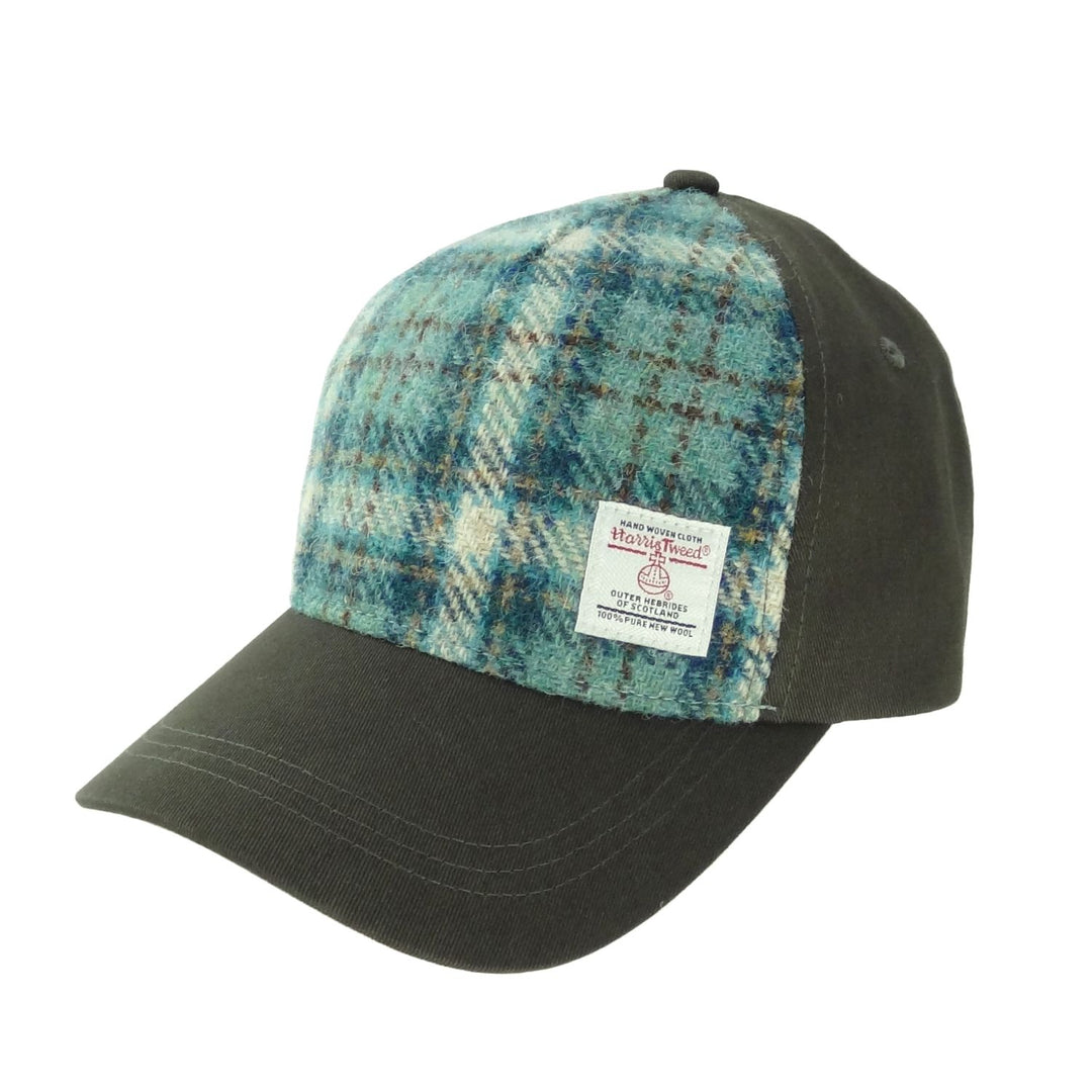 Glen Appin Harris Tweed Front Baseball Cap Duck Egg Check