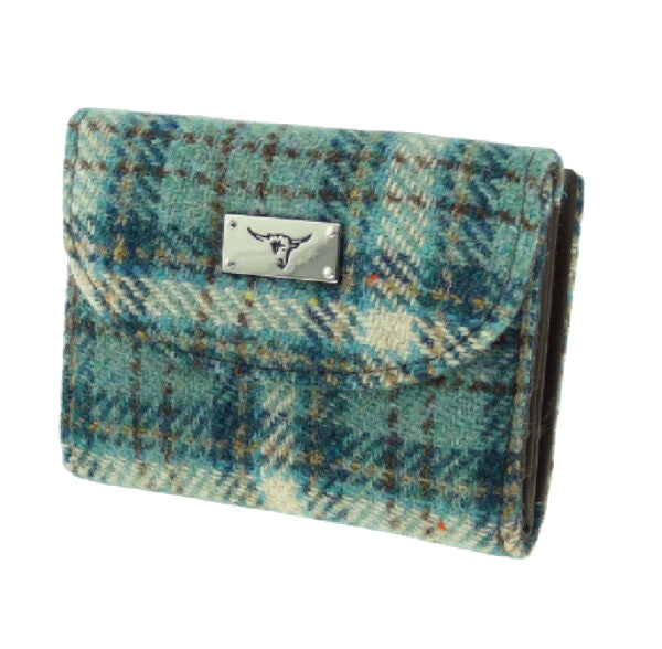 Glen Appin Harris Tweed Ladies Jura Small Purse Duck Egg Check
