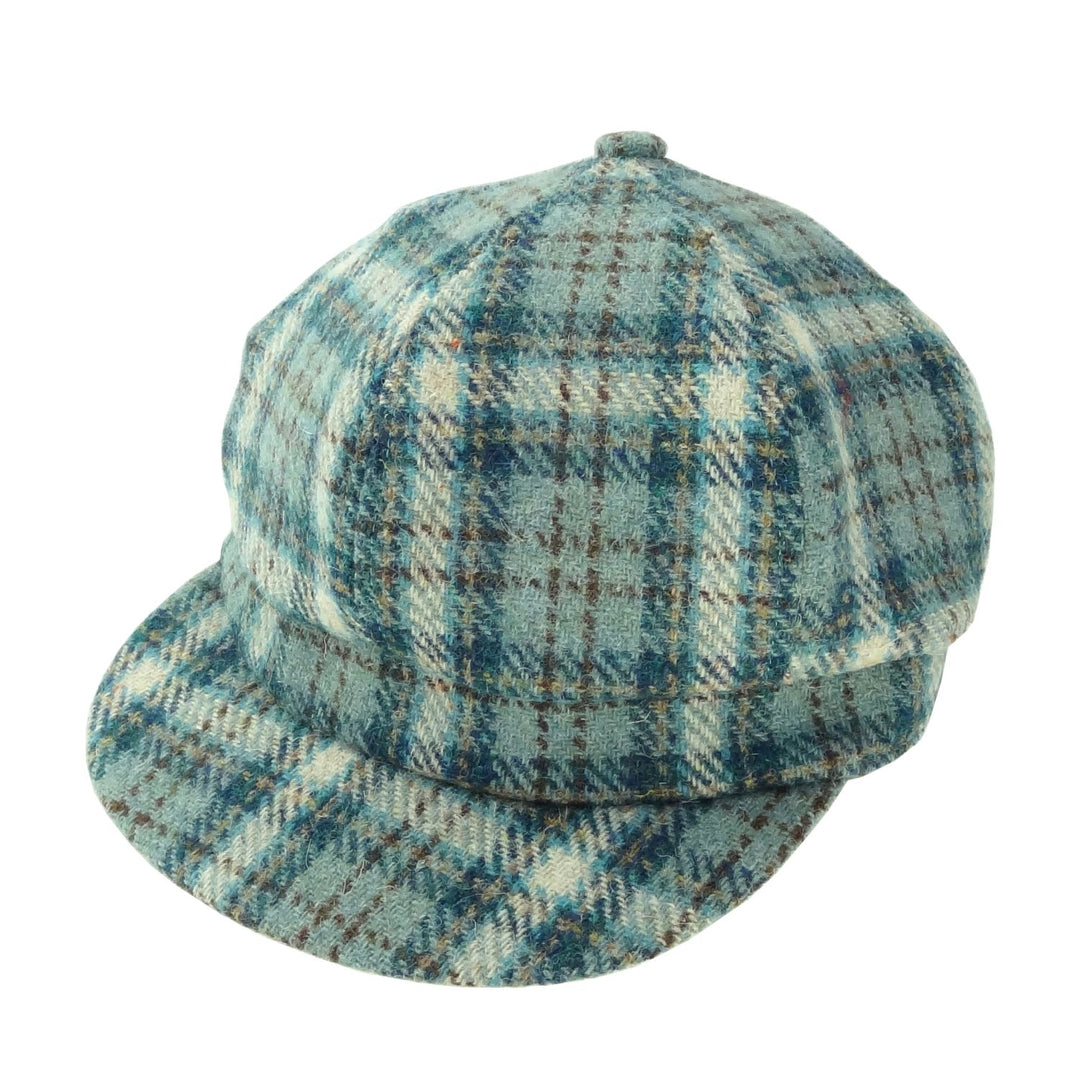 Glen Appin Ladies Harris Tweed Bakerboy Cap Duck Egg Check