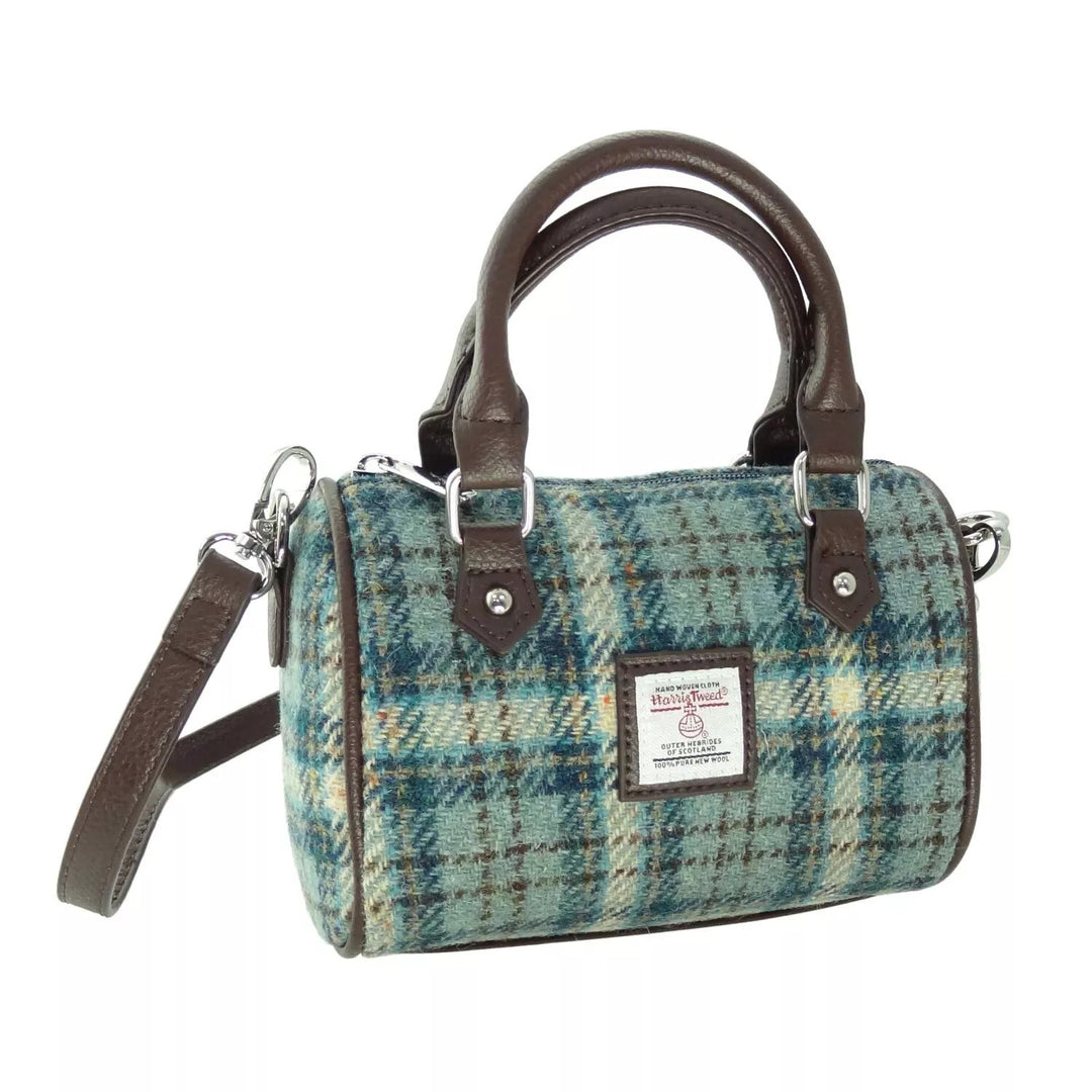 Glen Appin Harris Tweed Kilbride Mini Bowling Bag Duck Egg Check