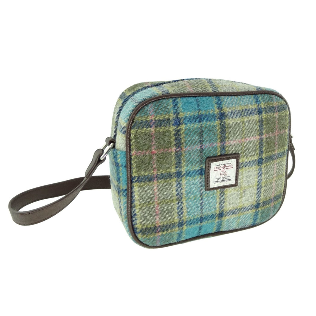 Glen Appin Harris Tweed Almond Mini Handbag Turquoise Tartan