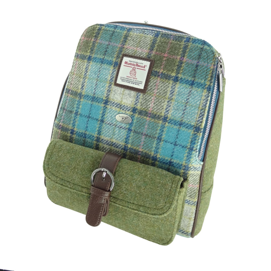Glen Appin Harris Tweed Naver Backpack Turquoise Tartan