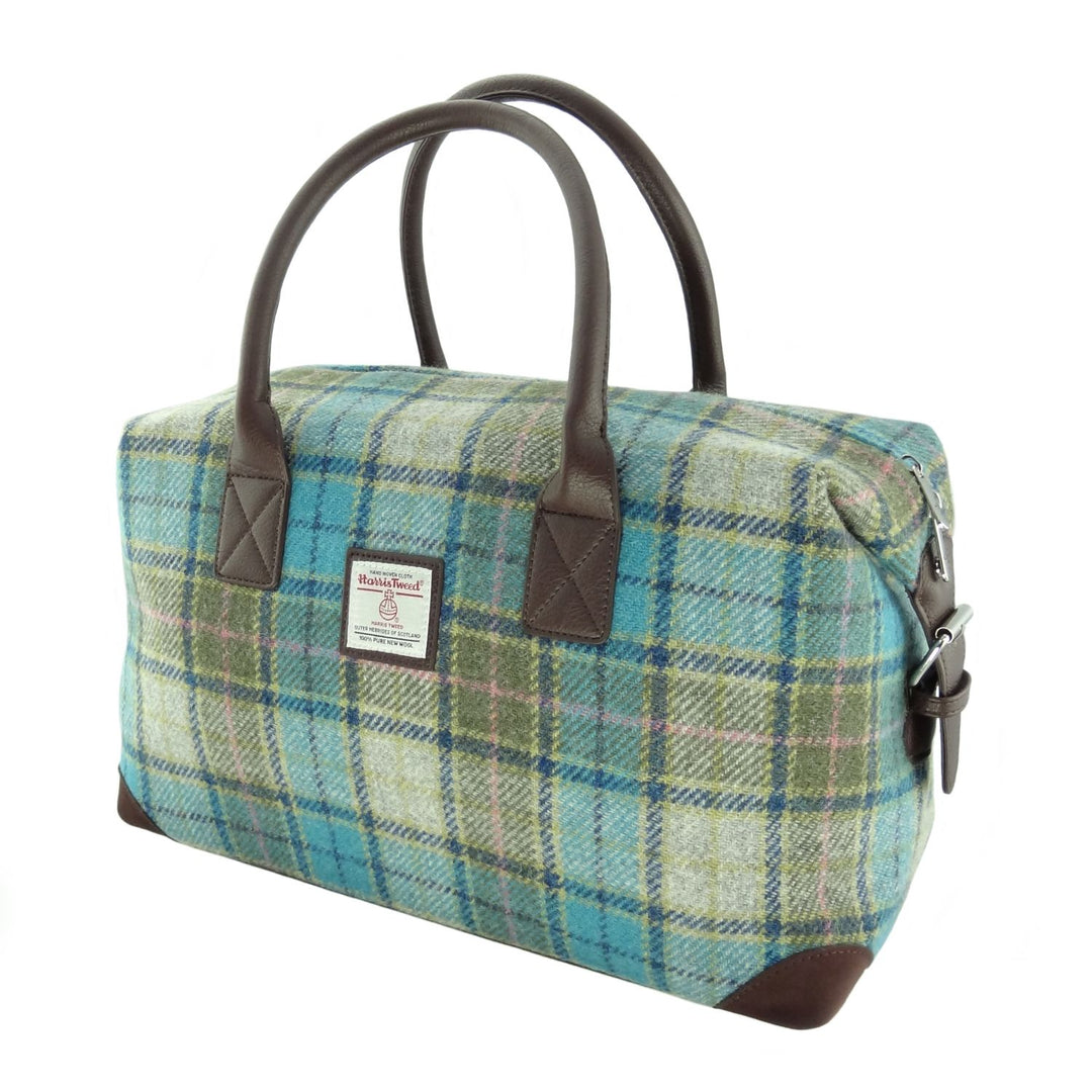 Glen Appin Harris Tweed Esk Travel Overnight Bag Turquoise Tartan