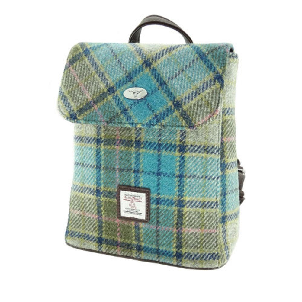 Glen Appin Harris Tweed Tummel Backpack Turquoise Tartan