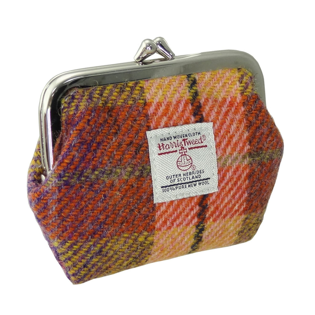 Glen Appin Eigg Small Clasp Coin Purse Peach Purple Tartan