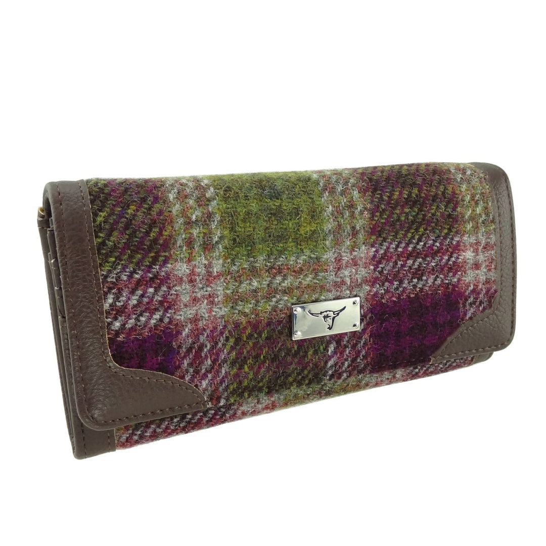 Glen Appin Harris Tweed Ladies Bute Fold Over Purse Heather Check
