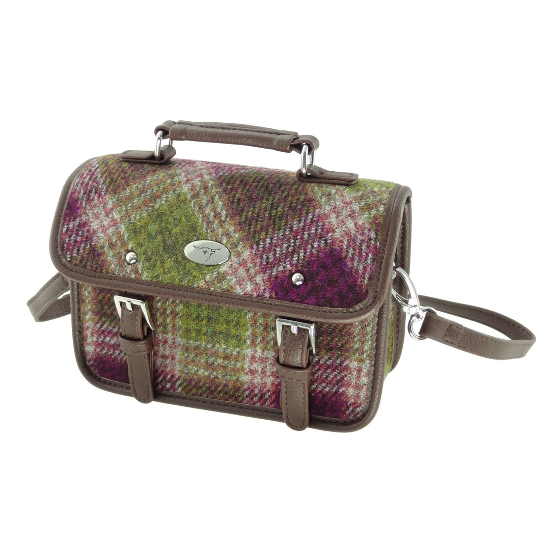 Glen Appin Harris Tweed Bervie Mini Satchel Bag Heather Check