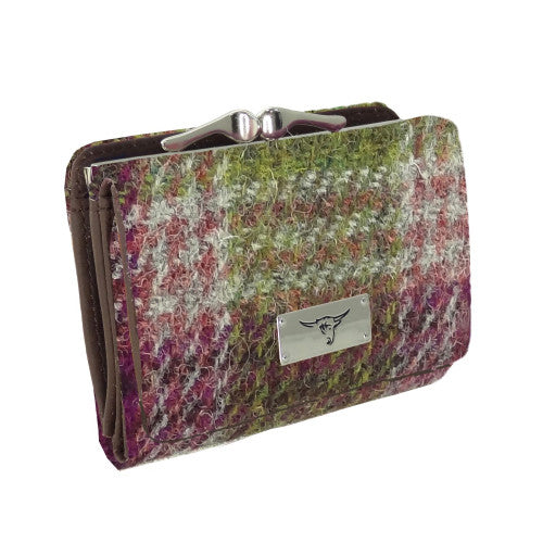 Glen Appin Harris Tweed Ladies Unst Small Clasp Purse Heather Check