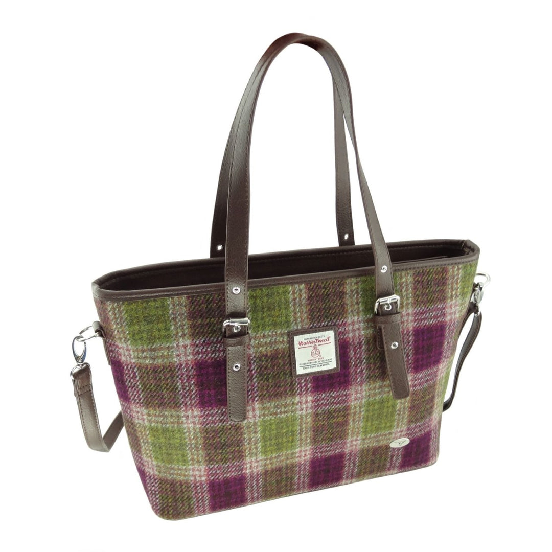 Glen Appin Harris Tweed Classic Spey Tote Handbag Heather Check
