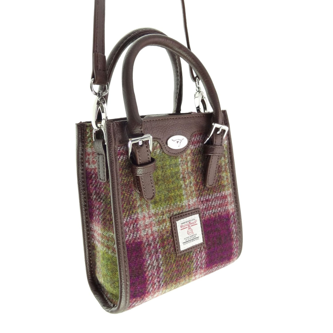 Glen Appin Harris Tweed Keltie Tall Mini Tote Bag in Heather Check
