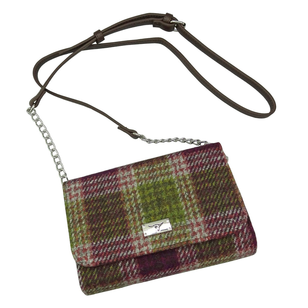 Glen Appin Harris Tweed Strathy Wallet Shoulder Bag Heather Check