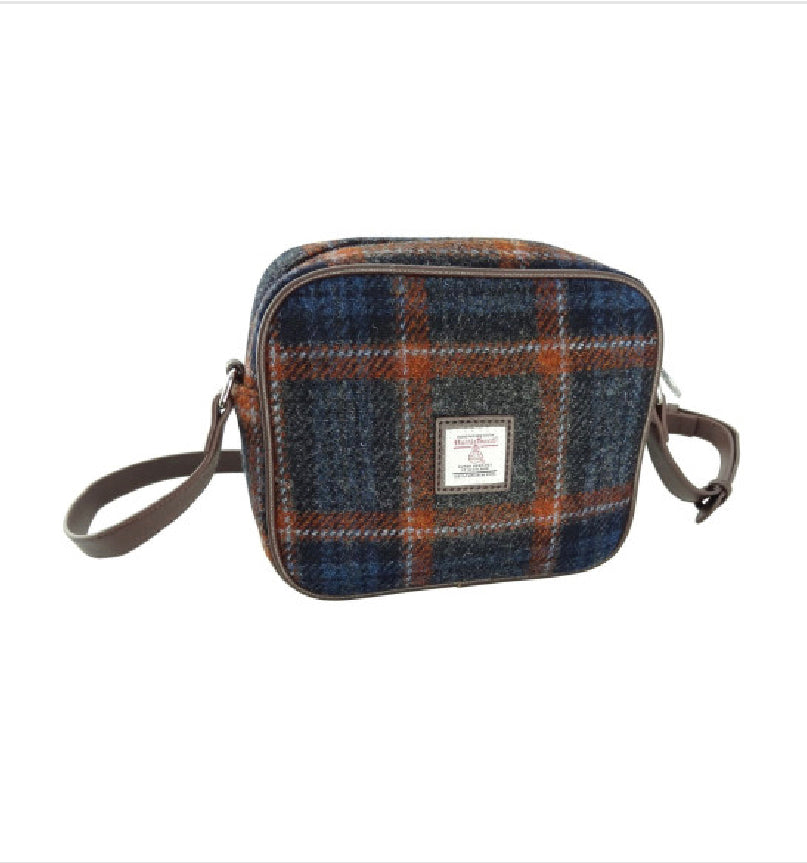 Glen Appin Harris Tweed Almond Mini Handbag Grey Rust Overcheck