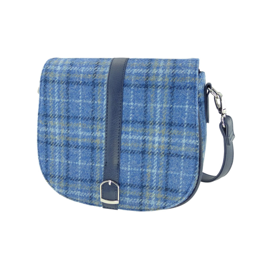 Glen Appin 'Beauly' Harris Tweed Shoulder Bag Light Blue Check