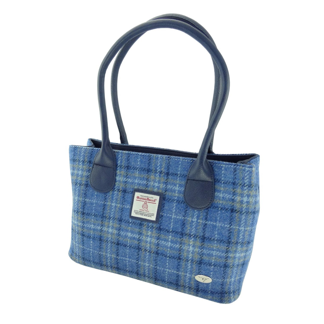 Glen Appin Harris Tweed Classic Cassley Handbag Light Blue Check