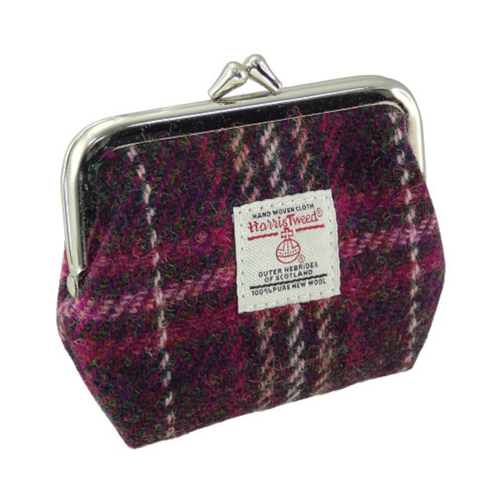 Glen Appin Eigg Small Clasp Coin Purse Dark Purple Check
