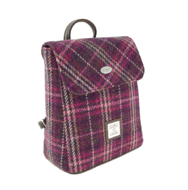 Glen Appin Harris Tweed Tummel Backpack Purple Check