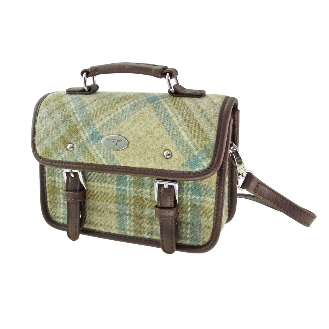 Glen Appin Harris Tweed Bervie Mini Satchel Bag Beige Stewart