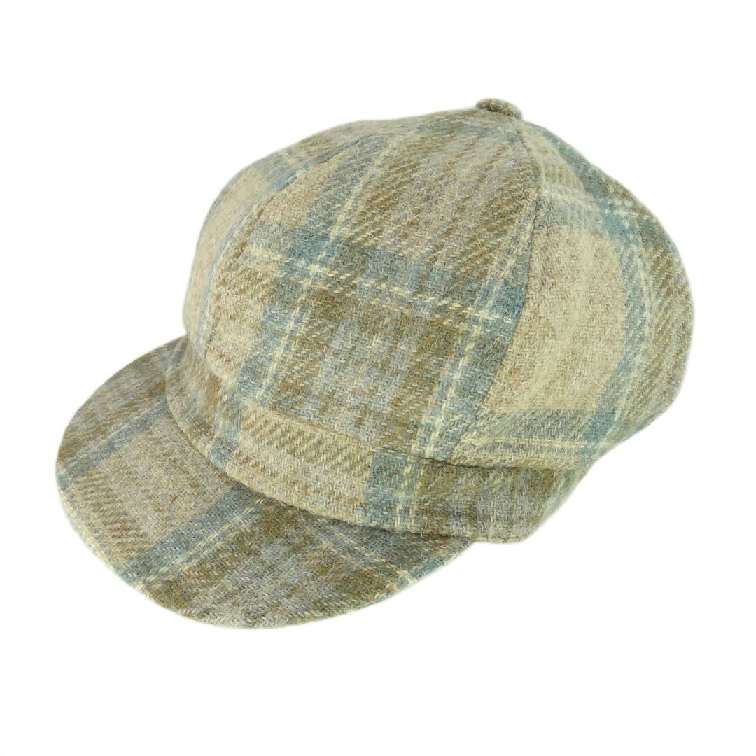 Glen Appin Ladies Harris Tweed Bakerboy Cap Beige Stewart