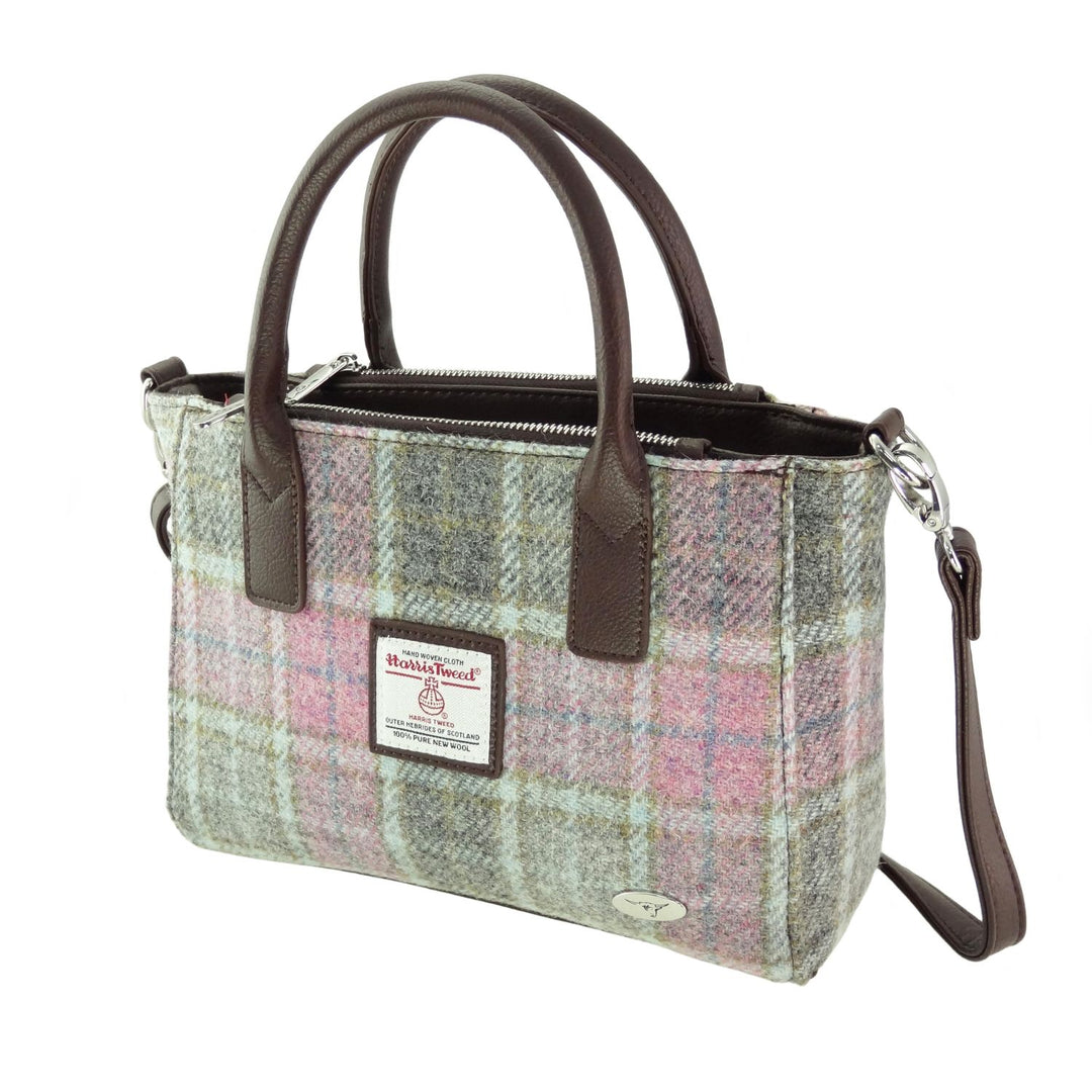Glen Appin Harris Tweed Brora Tote Handbag Soft Pink Buchanan