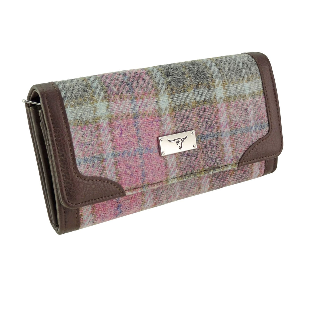 Glen Appin Harris Tweed Ladies Bute Fold Over Purse Soft Pink Buchanan