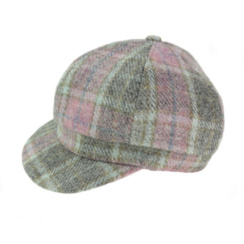 Glen Appin Ladies Harris Tweed Bakerboy Cap Soft Pink Buchanan