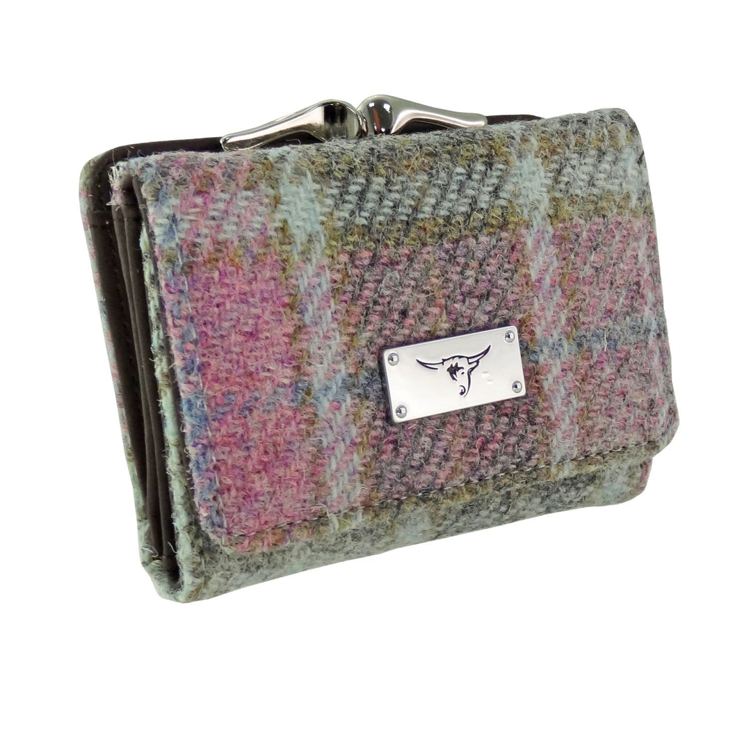 Glen Appin Harris Tweed Ladies Unst Small Clasp Purse Pink Buchanan
