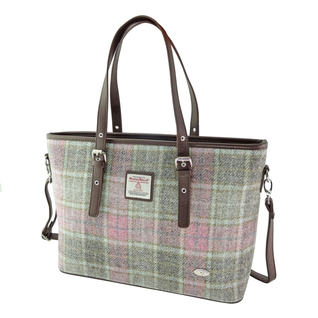 Glen Appin Harris Tweed Classic Spey Tote Handbag Soft Pink Buchanan