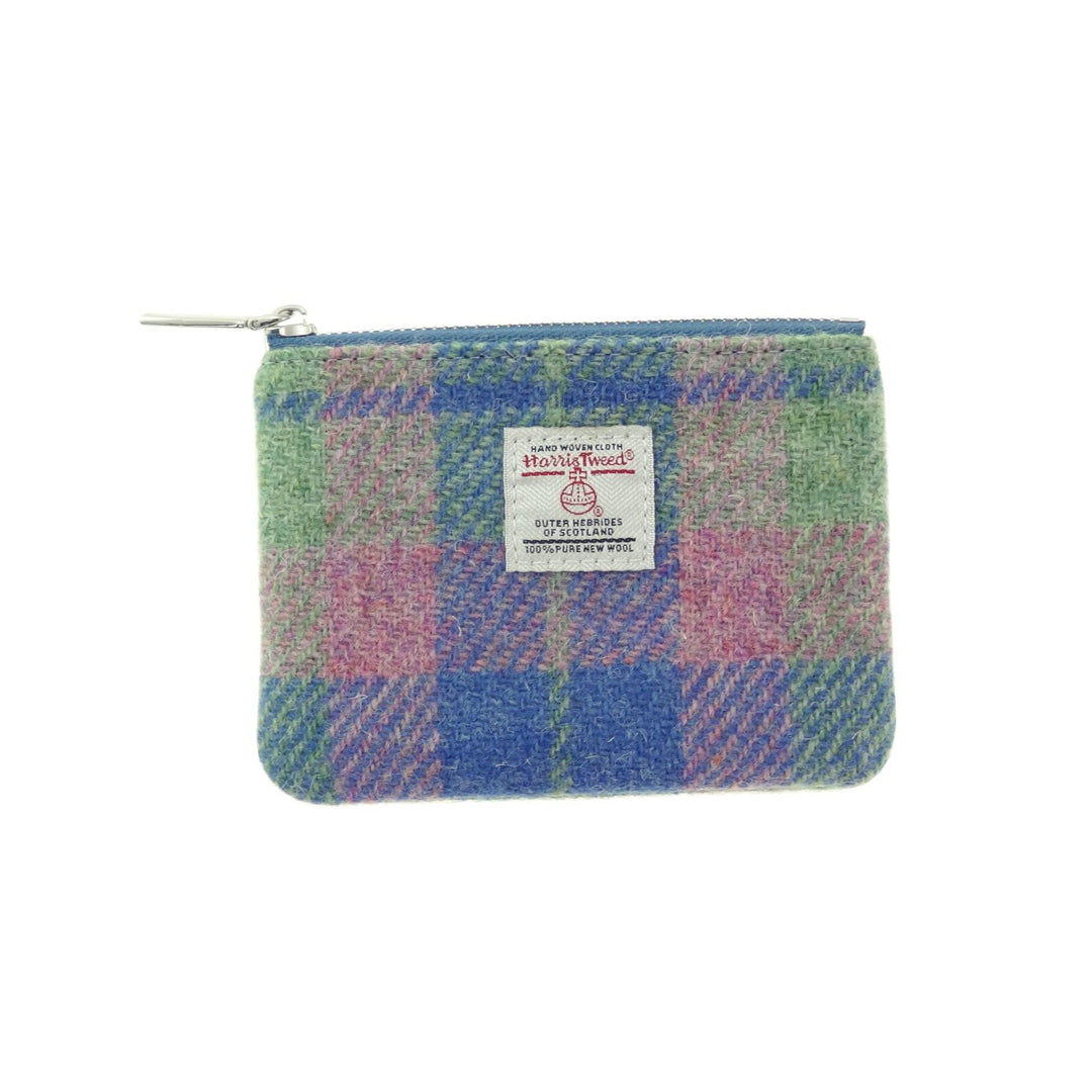 Glen Appin Eriskay Small Zip Coin Purse Soft Blue/Pink Tartan