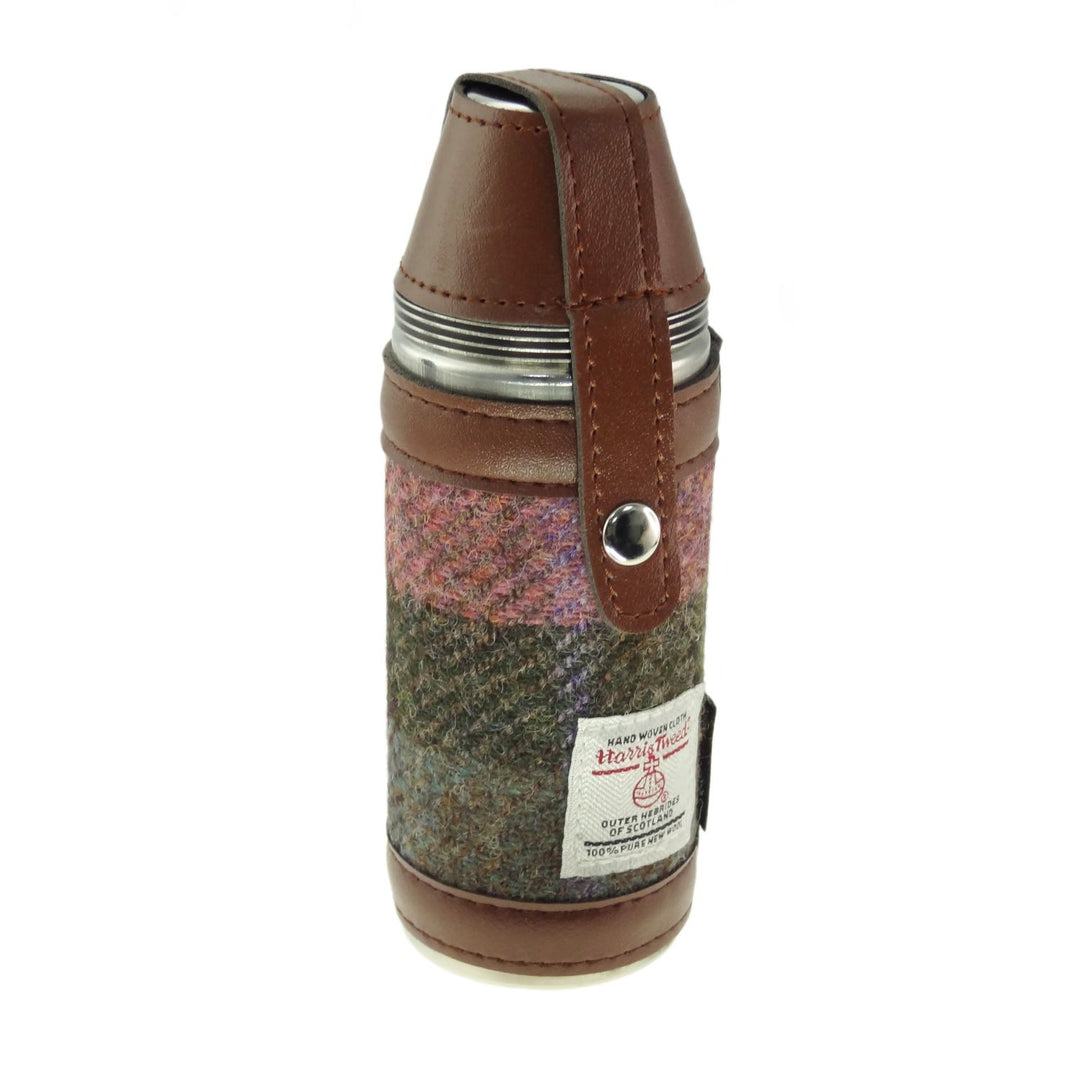 Glen Appin Harris Tweed Hunting Flask Green & Pink Tartan