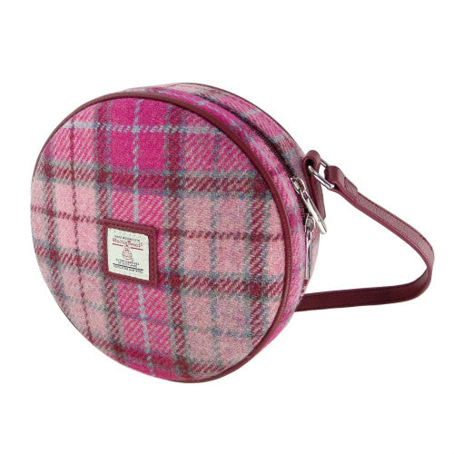 Glen Appin Harris Tweed Bannock Small Round Shoulder Bag Vibrant Pink Buchanan