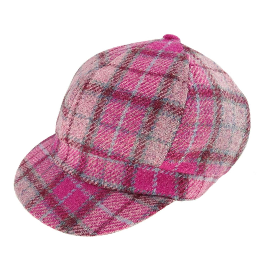 Glen Appin Ladies Harris Tweed Bakerboy Cap Vibrant Pink Buchanan
