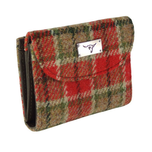 Glen Appin Harris Tweed Ladies Jura Small Purse Red Green Tartan