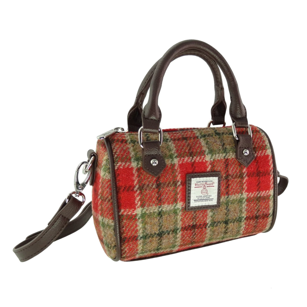 Glen Appin Harris Tweed Kilbride Mini Bowling Bag Red Green Tartan