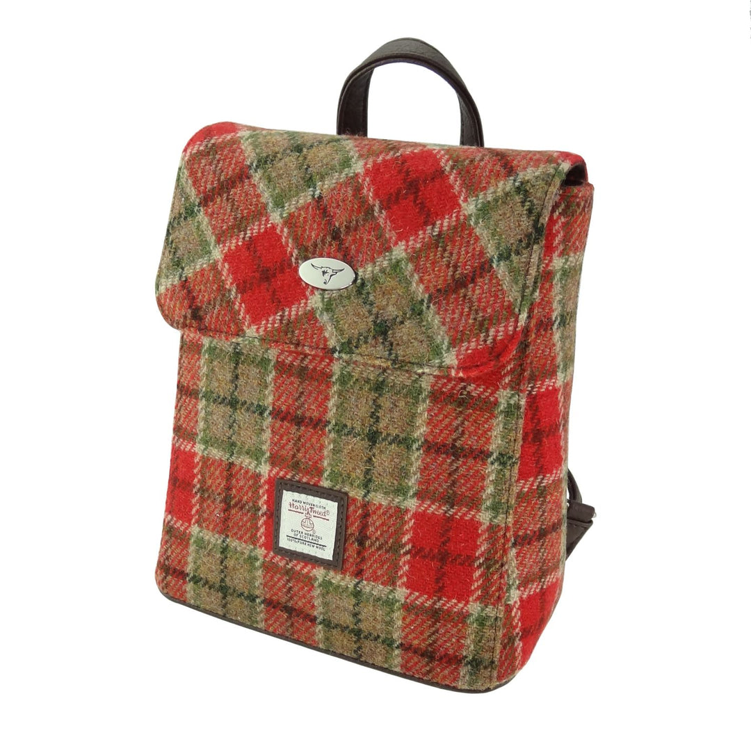 Glen Appin Harris Tweed Tummel Backpack Red Green Tartan