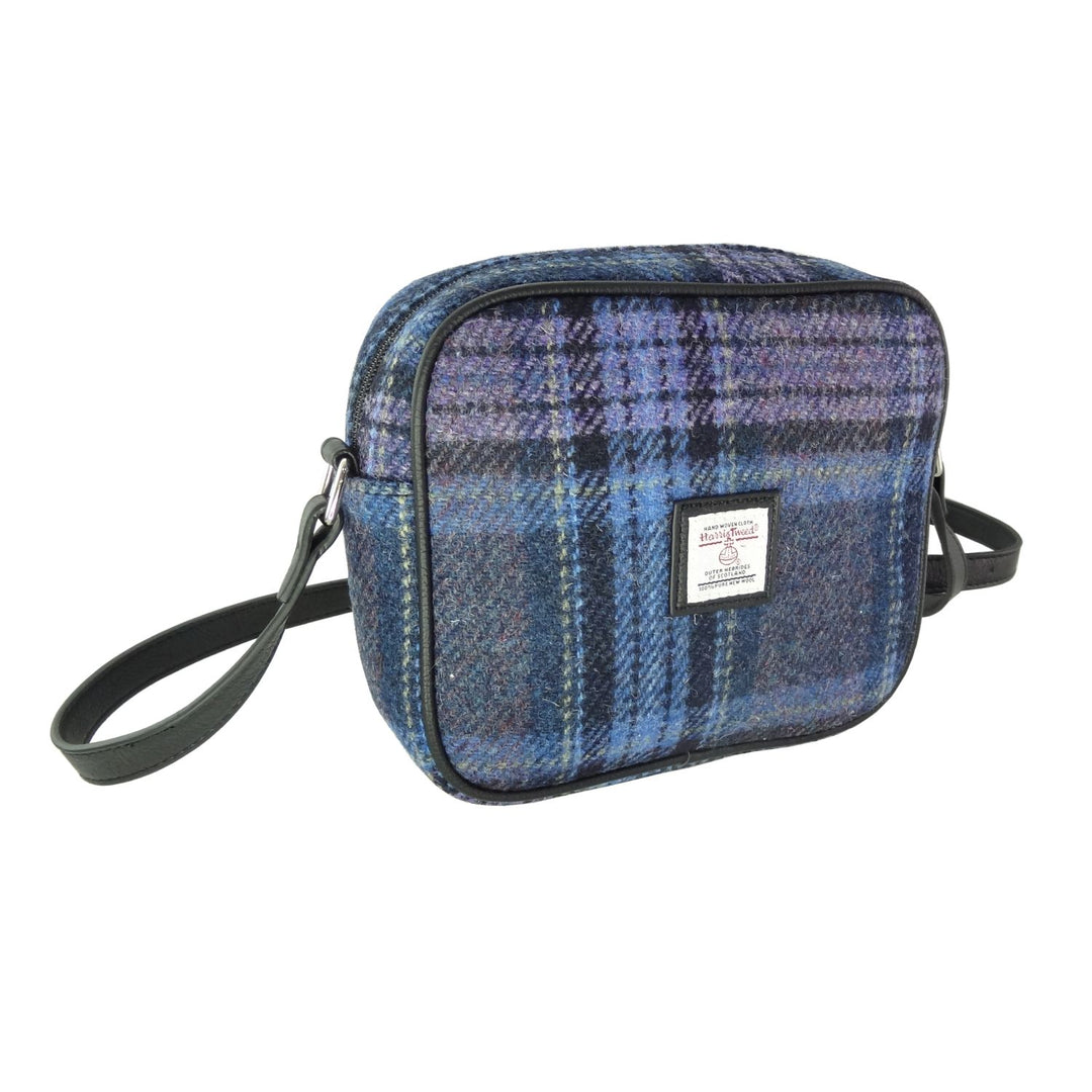 Glen Appin Harris Tweed Almond Mini Handbag Blue & Purple Tartan