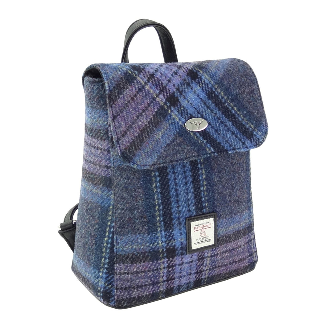 Glen Appin Harris Tweed Tummel Backpack Blue & Purple Tartan