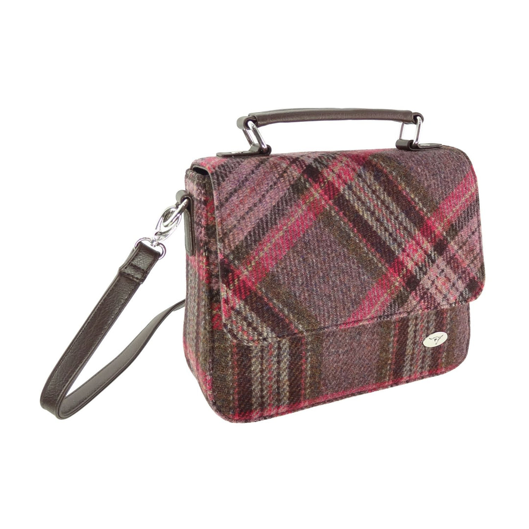 Glen Appin Harris Tweed Thurso Handbag Burgundy & Pink Tartan