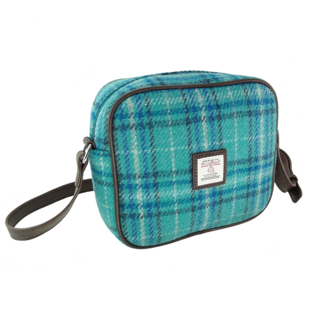 Glen Appin Harris Tweed Almond Mini Handbag Teal & Blue Check