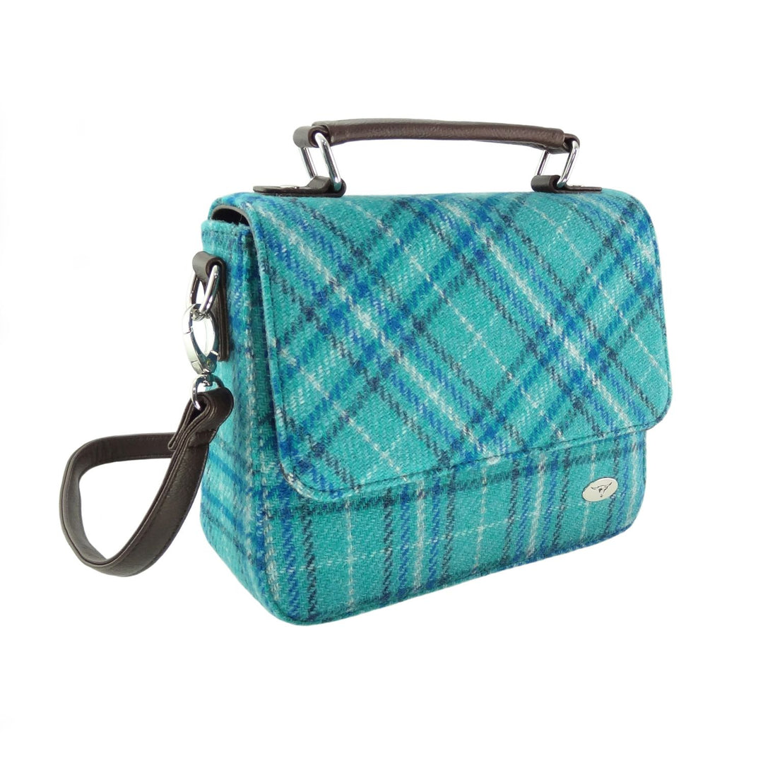 Glen Appin Harris Tweed Thurso Handbag Teal & Blue Check
