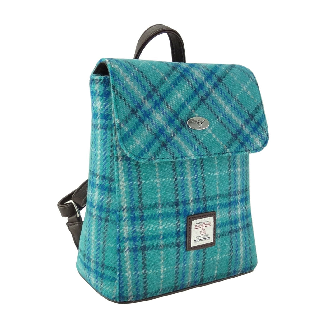 Glen Appin Harris Tweed Tummel Backpack Teal & Blue Check