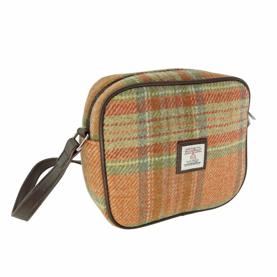 Glen Appin Harris Tweed Almond Mini Handbag Pale Orange Stewart Tartan